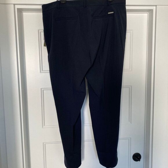NWT Michael Kors Sleek Navy Blue High Rise Pintuck Chic Ankle Trouser Pants, 16 - Picture 3 of 6